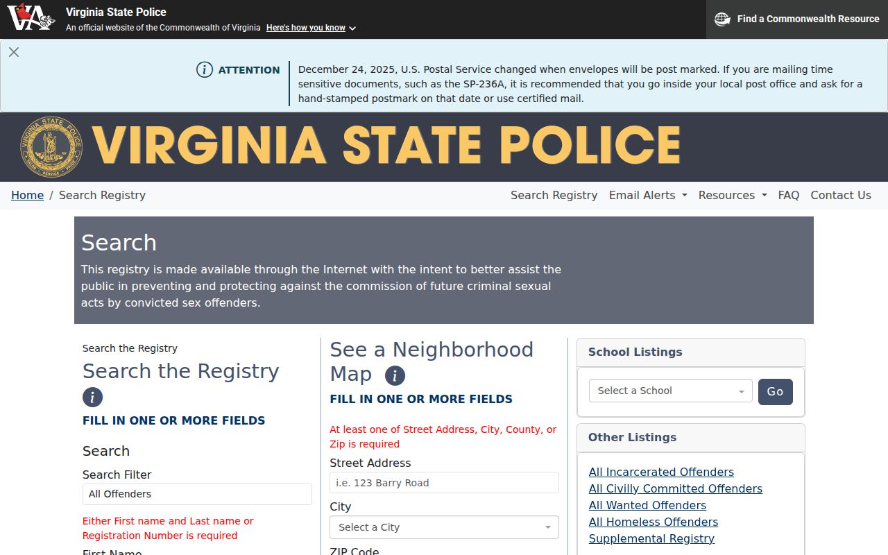 Buckingham County released-inmate photo channel through the Virginia public registry